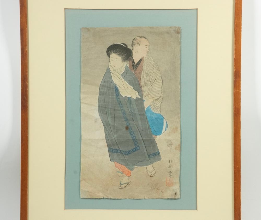 Artwork by Takeuchi Keishu, LADY IN COAT, Made of Ink And Color On Paper