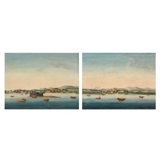Two views of the Pearl River: part of Kuper Island; The French Folly Fort