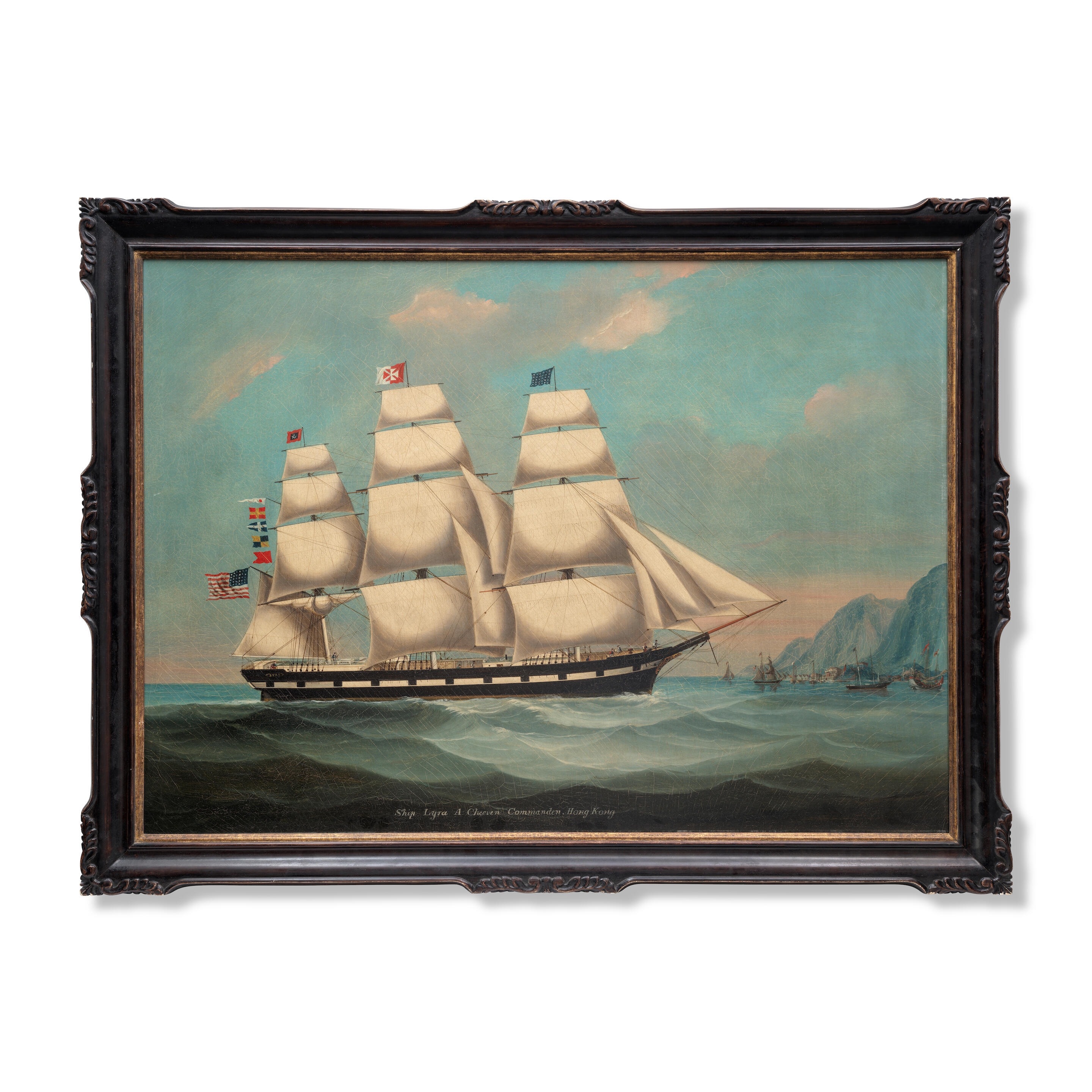 Artwork by Chinese School, 19th Century, The American ship Lyra off Hong Kong, Made of oil on canvas