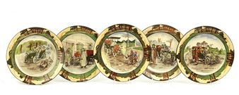 Five Royal Doulton 'Series Ware' motoring-themed plates - George Holdcroft