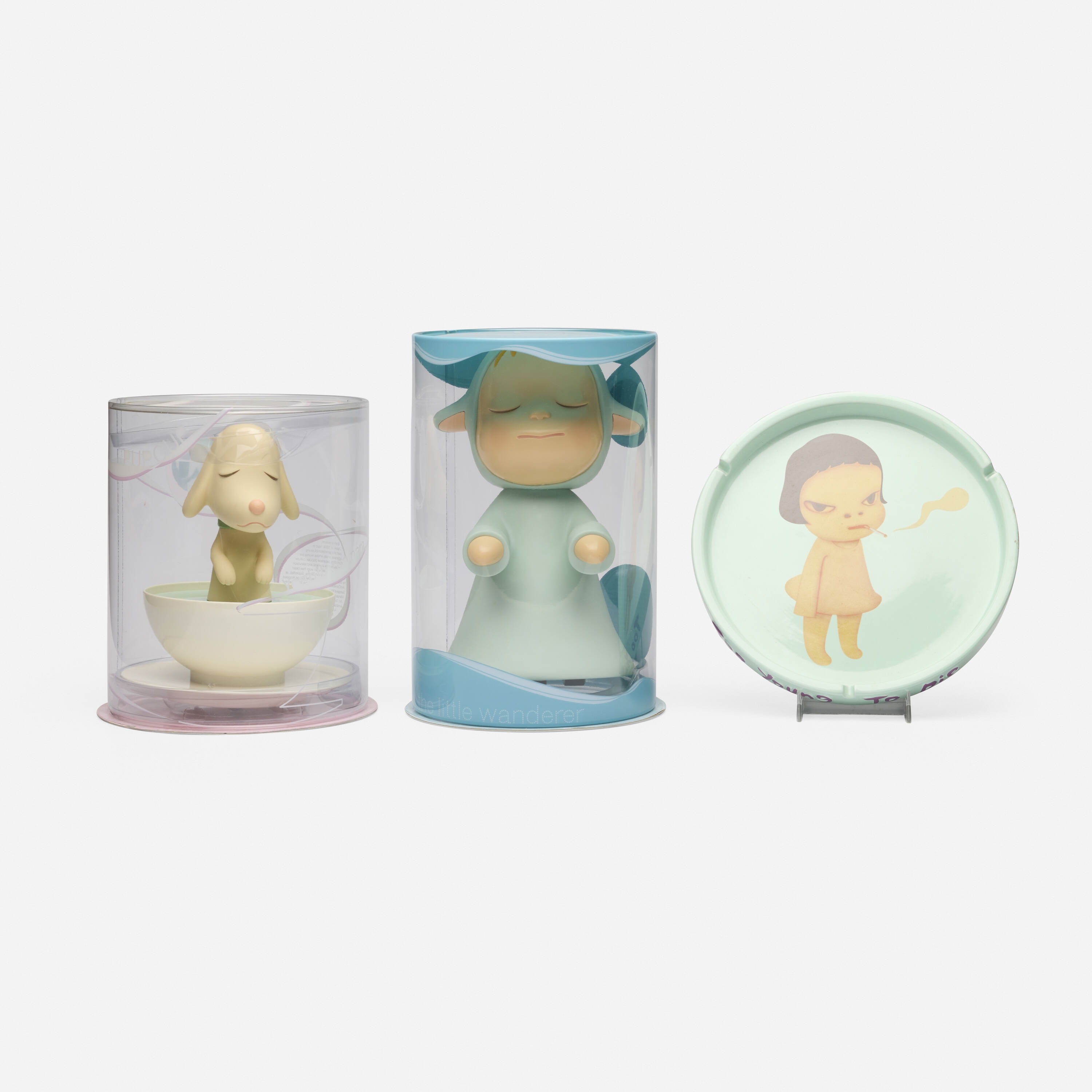 Artwork by Yoshitomo Nara, Little Wanderer; Pup Cup; Too Young to Die, Made of Injection-Molded And Rotationally-Molded Plastic; Glazed Ceramic