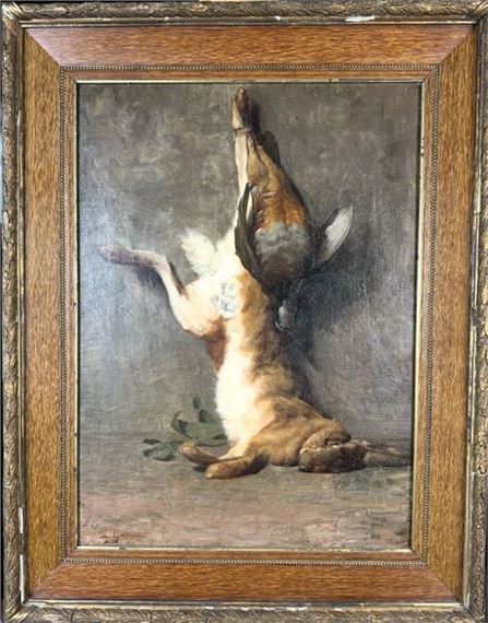 Léon Garraud | Still life with rabbit and partridge | MutualArt