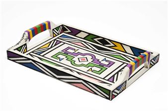 UNTITLED (TRAY WITH NDEBELE PATTERN - Esther Mahlangu