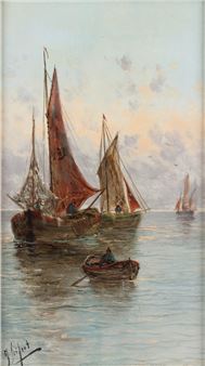 Boote vor belgischer Küste - G. Seifert