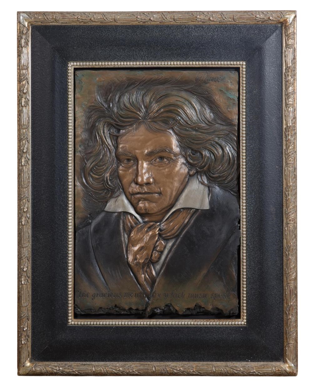 Artwork by Bill Mack, Beethoven, Made of Bonded Bronze Relief On Wood Panel