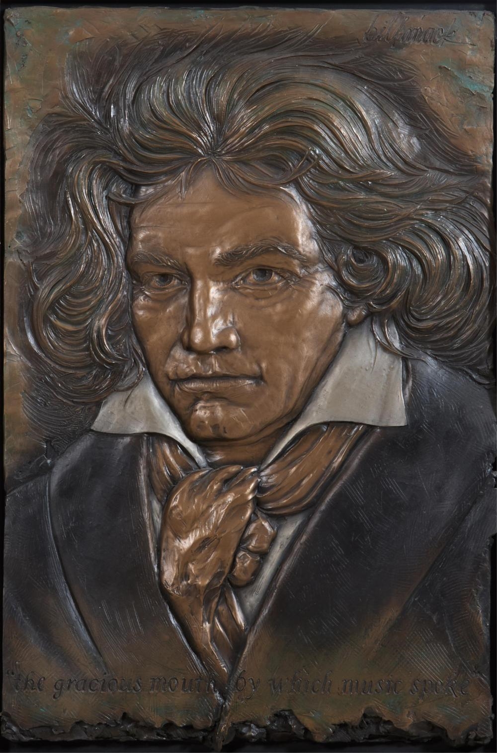 Artwork by Bill Mack, Beethoven, Made of Bonded Bronze Relief On Wood Panel