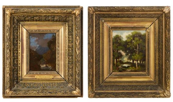 Italian Mountainscape and Peasant Clearing Tree Brush - Continental School, 19th Century