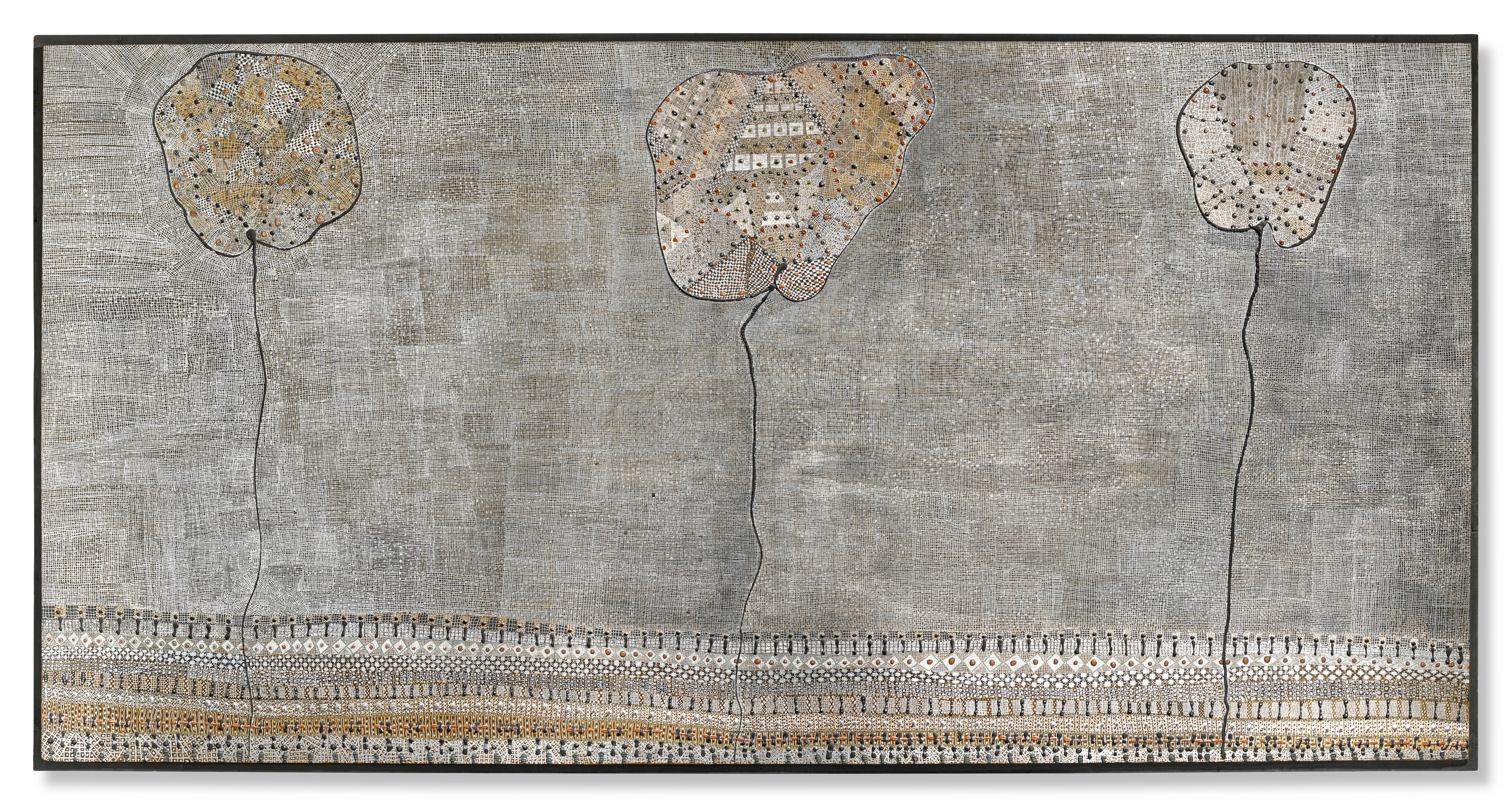 Artwork by Huguette Caland, Vive la liberté (Long Live Freedom), Made of mixed media on panel