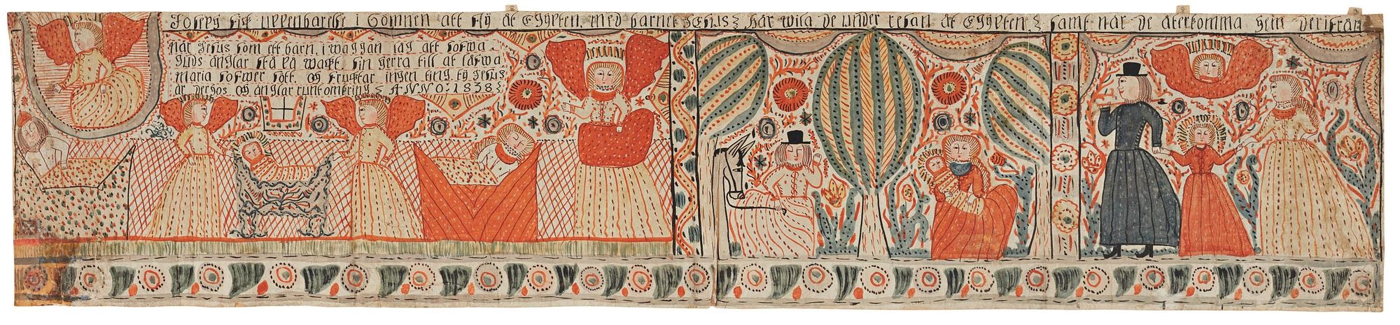 Artwork by Swedish School, 19th Century, A Swedish provincial painting, Made of Glue Paint On Paper Laid Down On Canvas