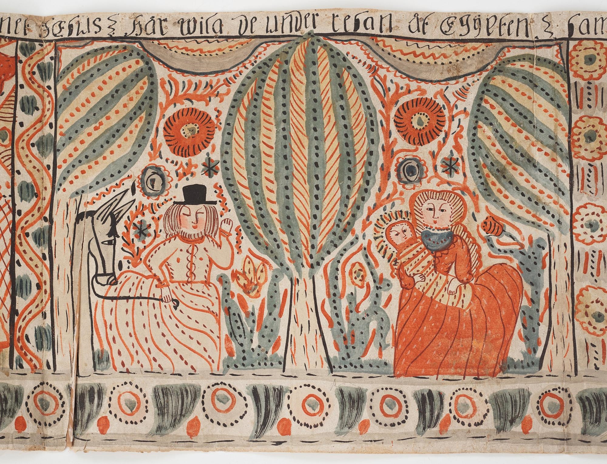 Artwork by Swedish School, 19th Century, A Swedish provincial painting, Made of Glue Paint On Paper Laid Down On Canvas