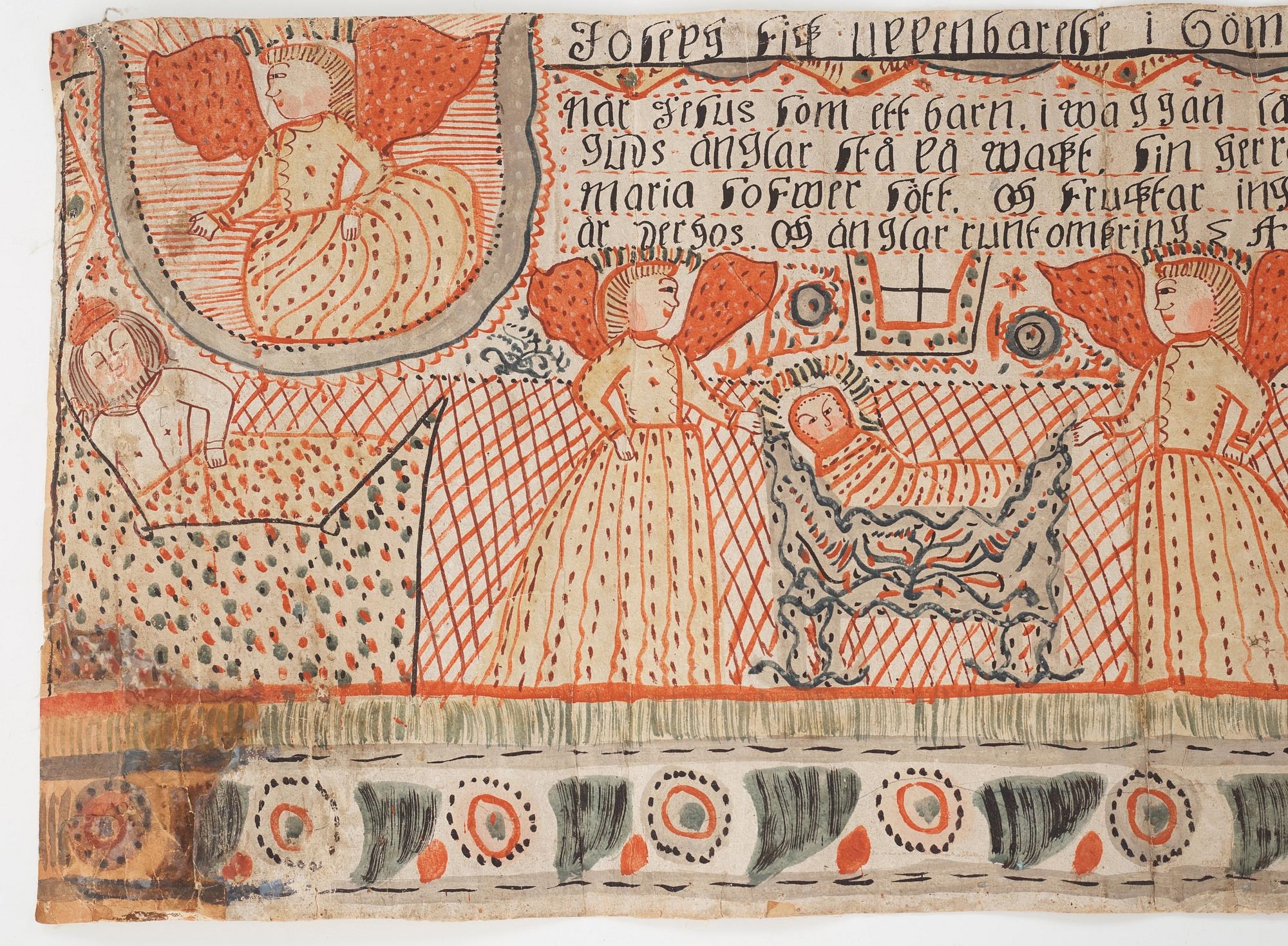 Artwork by Swedish School, 19th Century, A Swedish provincial painting, Made of Glue Paint On Paper Laid Down On Canvas