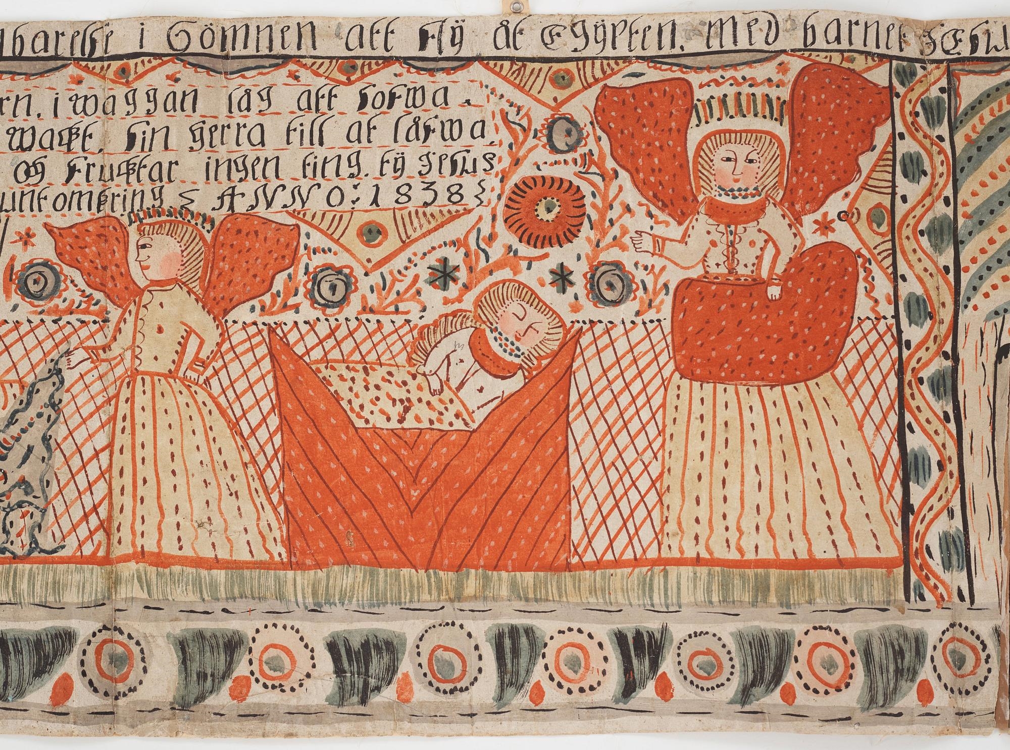 Artwork by Swedish School, 19th Century, A Swedish provincial painting, Made of Glue Paint On Paper Laid Down On Canvas