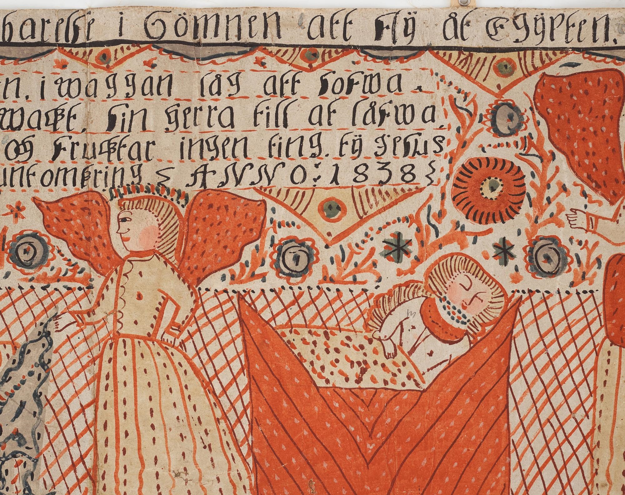 Artwork by Swedish School, 19th Century, A Swedish provincial painting, Made of Glue Paint On Paper Laid Down On Canvas