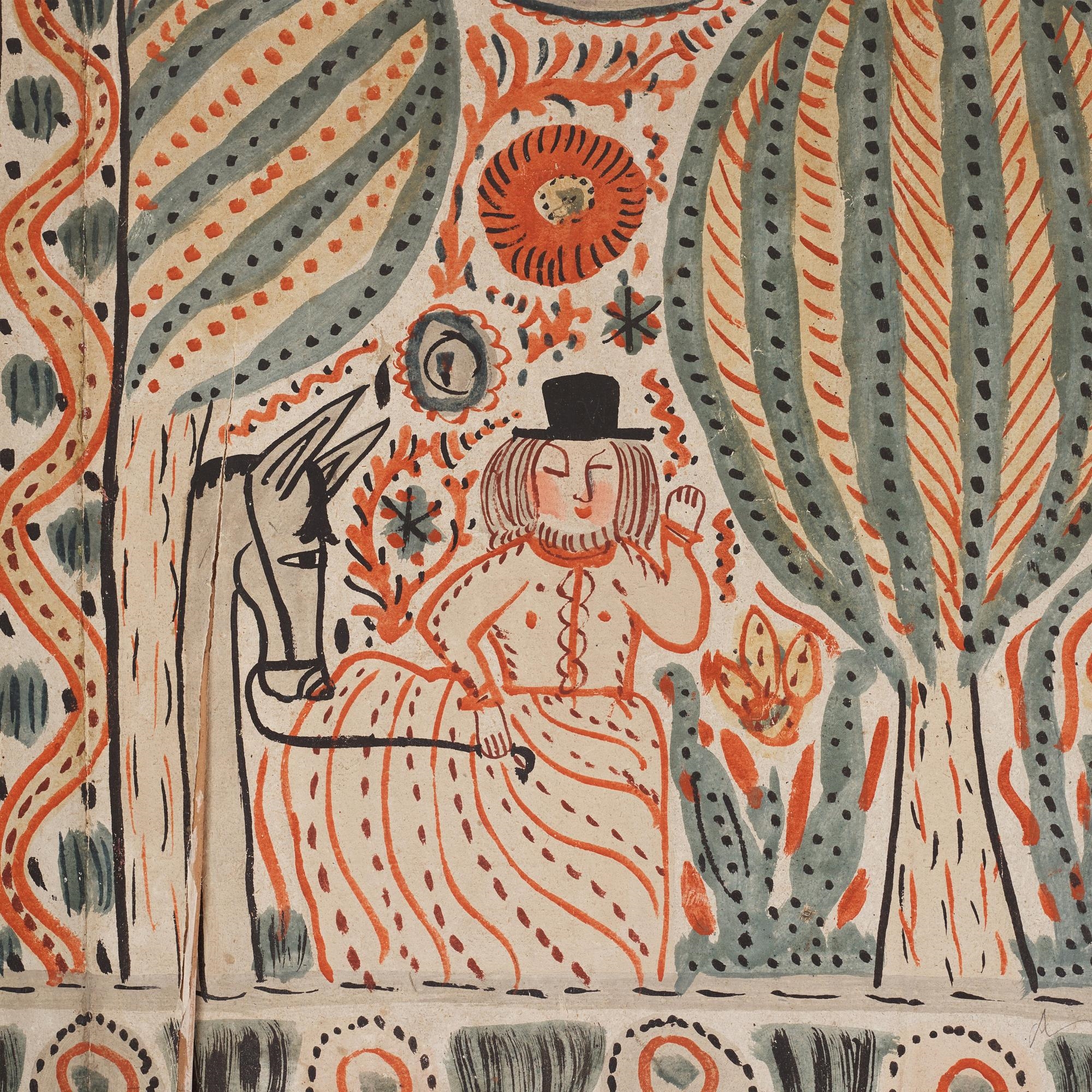 Artwork by Swedish School, 19th Century, A Swedish provincial painting, Made of Glue Paint On Paper Laid Down On Canvas