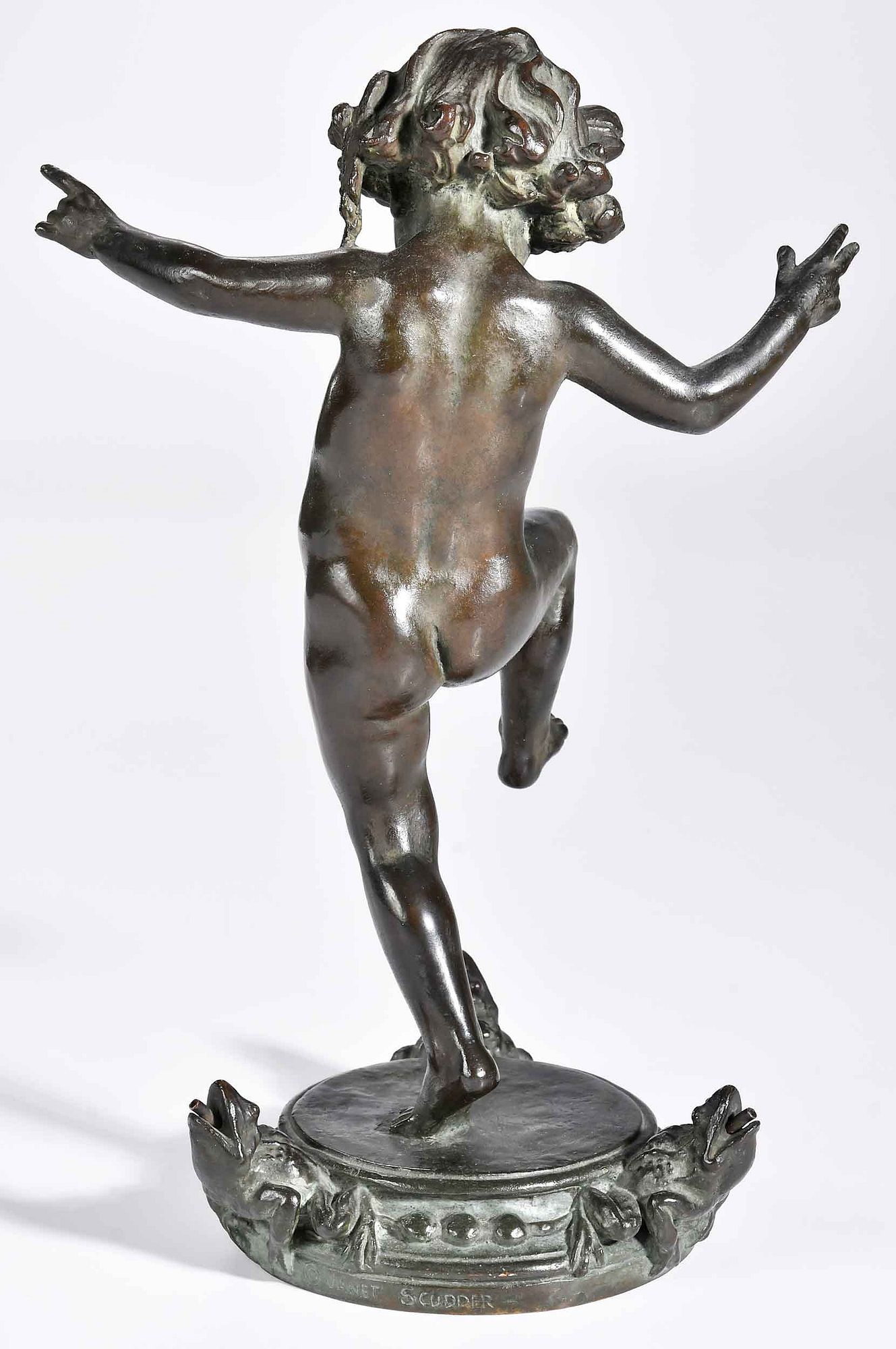 Artwork by Janet Scudder, Frog Baby Fountain, Made of Patinated Bronze