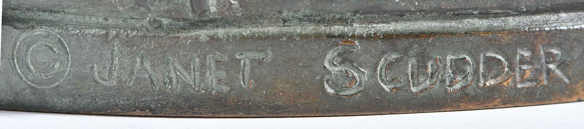 Artwork by Janet Scudder, Frog Baby Fountain, Made of Patinated Bronze