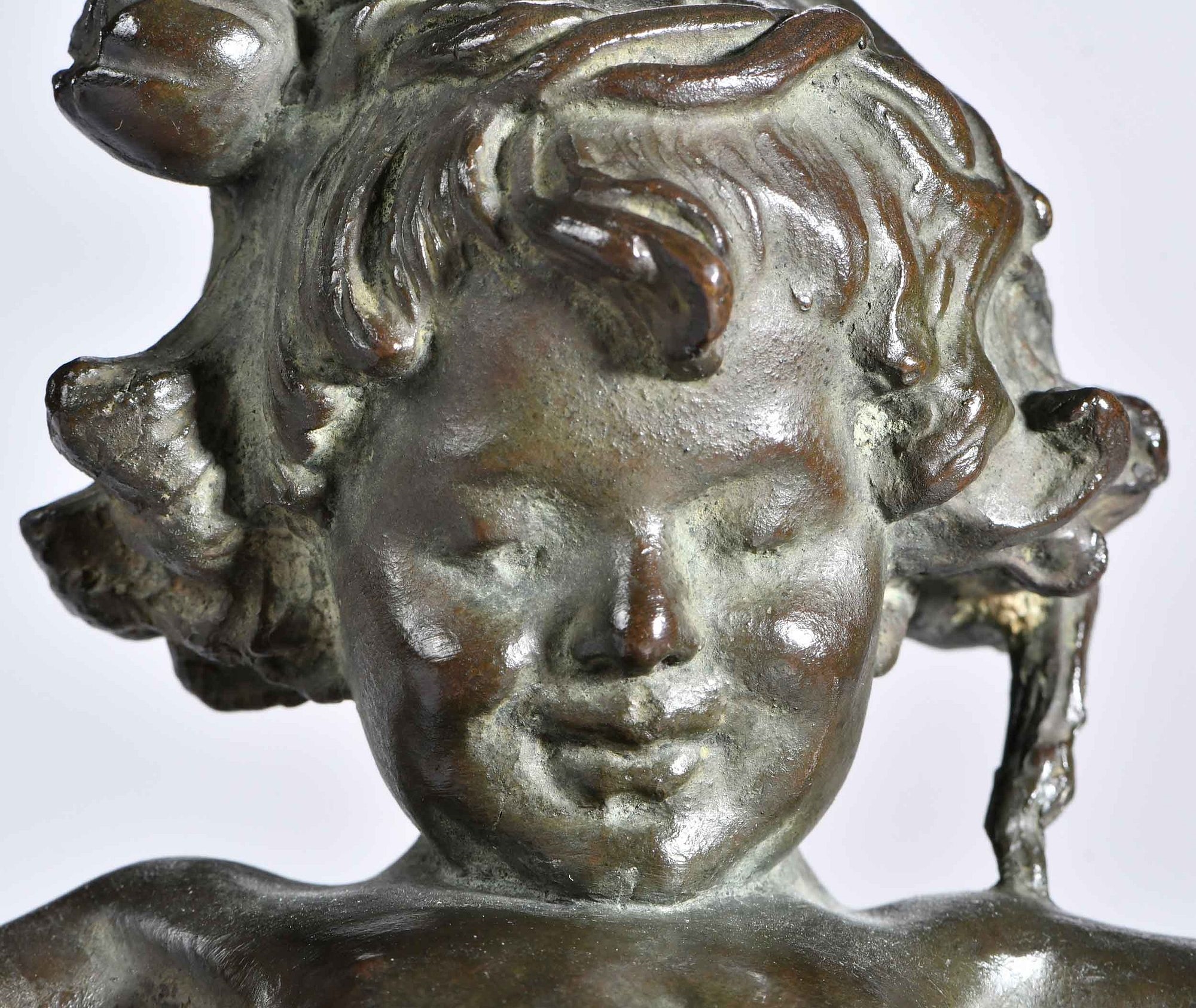 Artwork by Janet Scudder, Frog Baby Fountain, Made of Patinated Bronze