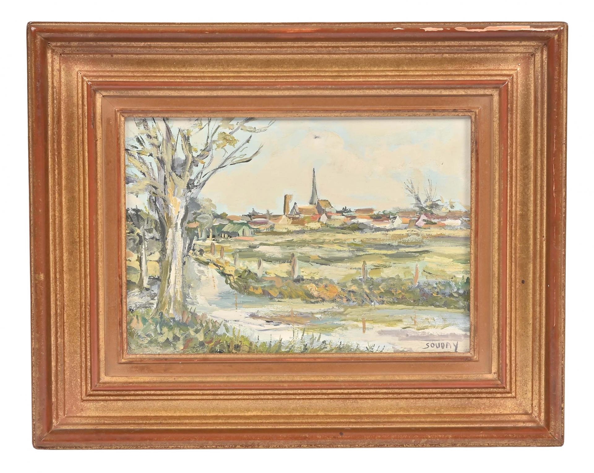 Artwork by Patrick Souday, Vue de Gallardon, Made of Huile Sur Toile