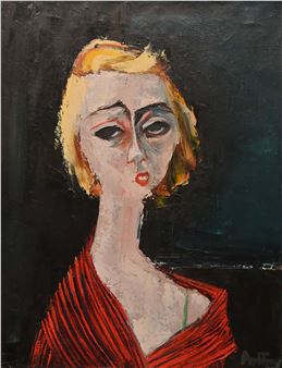 Jeune femme à la robe rouge - Marie-thérèse Auffray