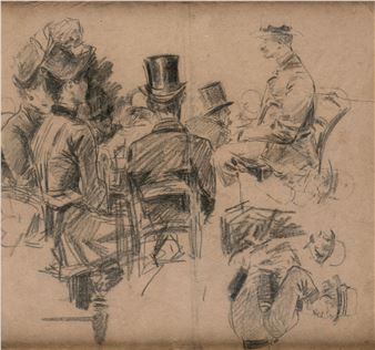 Sketch of figures in a cafe - Joaquin Sorolla y Bastida