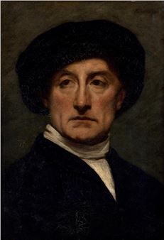 A Portrait of a Man Wearing a Black Velvet Beret - Henri Fantin-Latour