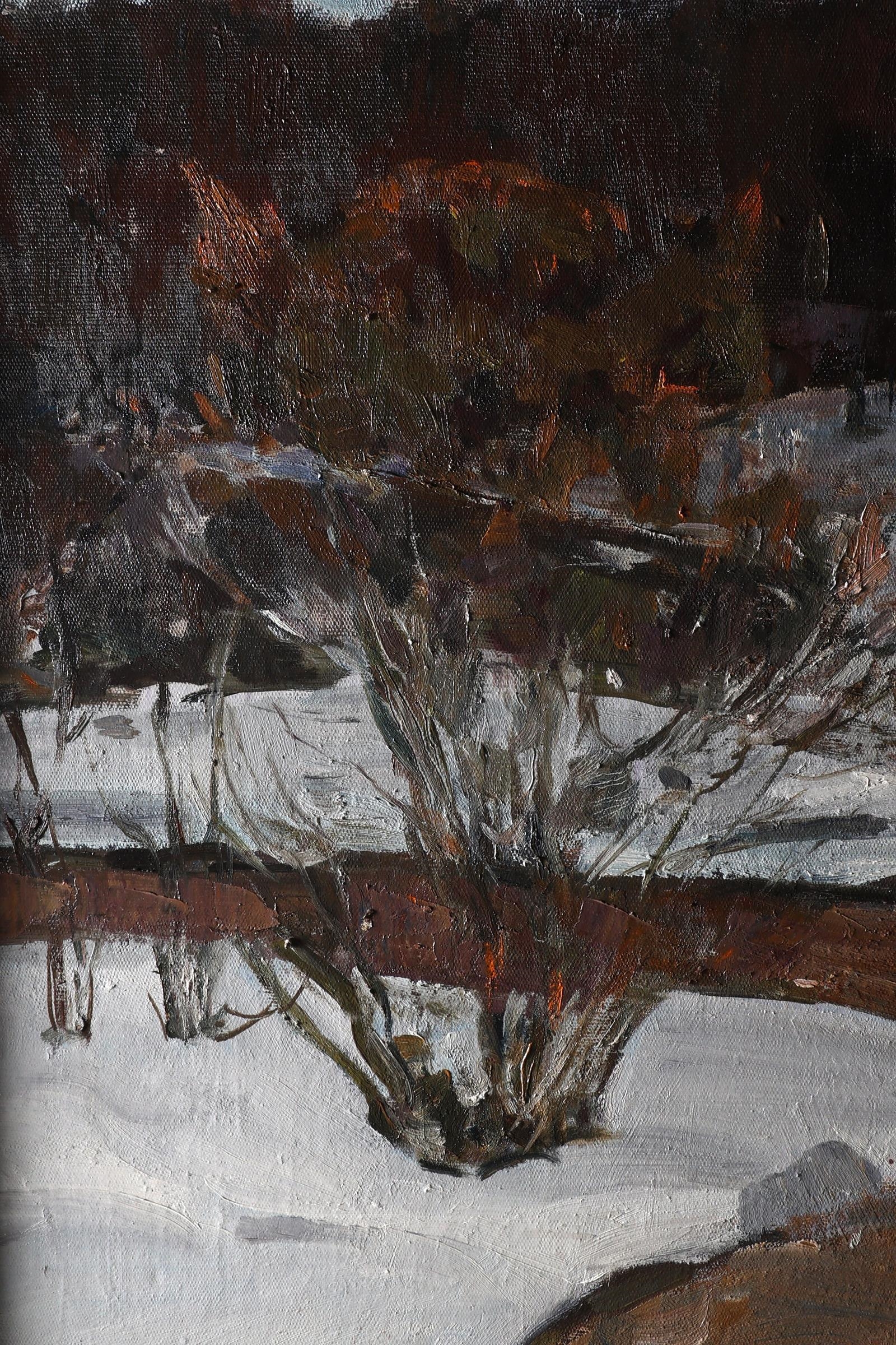 Artwork by Nikolai Nikolaevich Baskakov, Snowlandscape 1978, Made of olieverf op doek