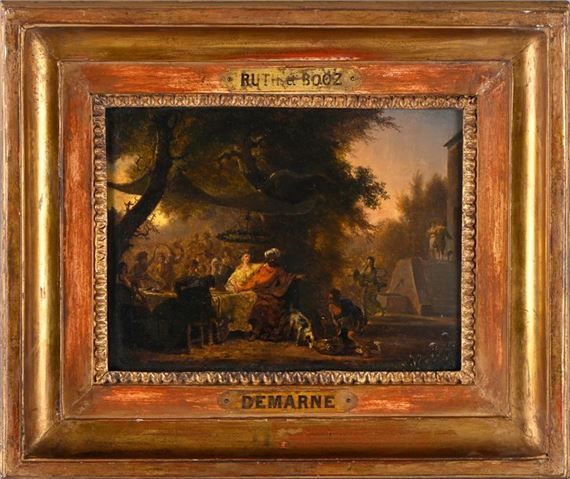 Suite of four oils on wood panel. The life of Ruth and Booz in four episodes - Jean-Louis Demarne