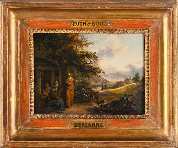 Artwork by Jean-Louis Demarne, Suite of four oils on wood panel. The life of Ruth and Booz in four episodes, Made of Oils On Wood Panel