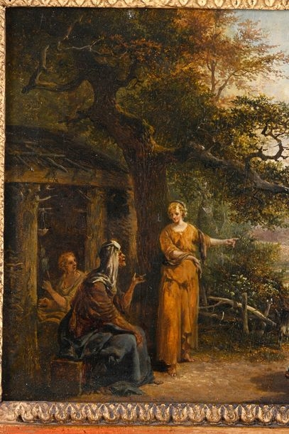Artwork by Jean-Louis Demarne, Suite of four oils on wood panel. The life of Ruth and Booz in four episodes, Made of Oils On Wood Panel