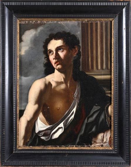 David holding Goliath's head by Roman School, 17th Century, 17th century