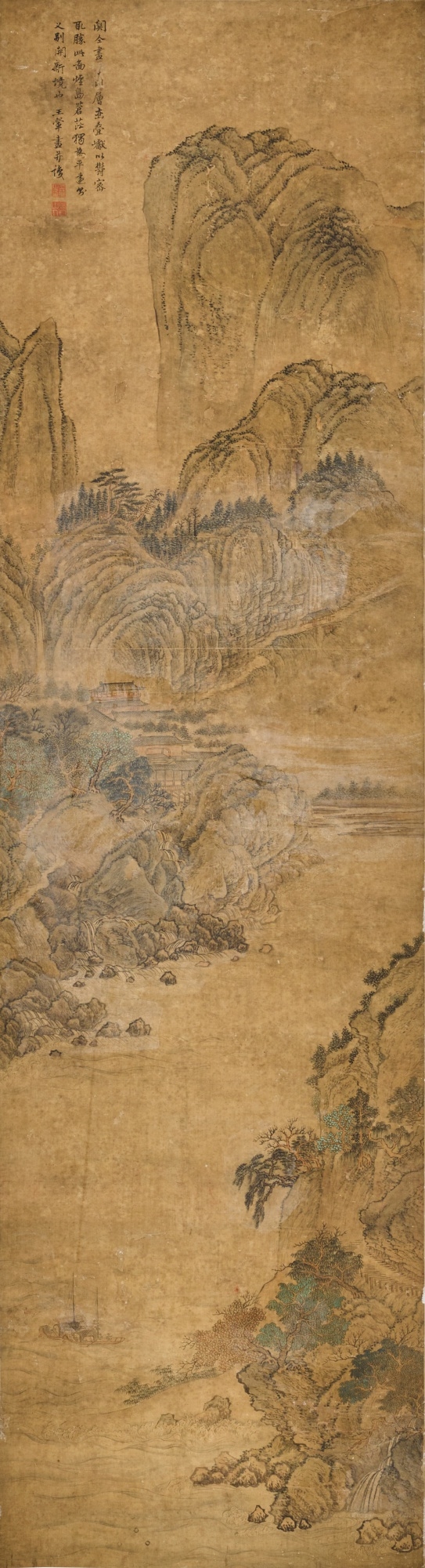 Artwork by Wang Hui, Attributed to Wang Hui, Landscape, Made of ink and colour on silk, hanging scroll