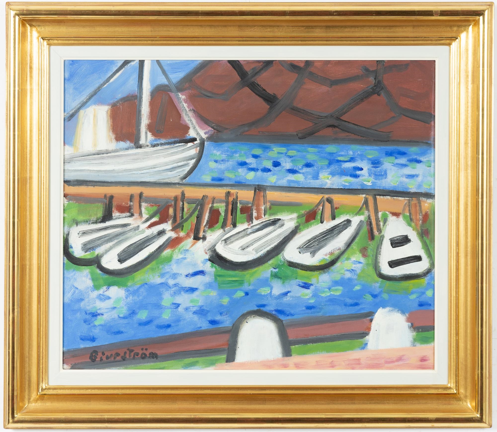 Artwork by Tor Bjurström, Small Boat Harbour, Made of Canvas