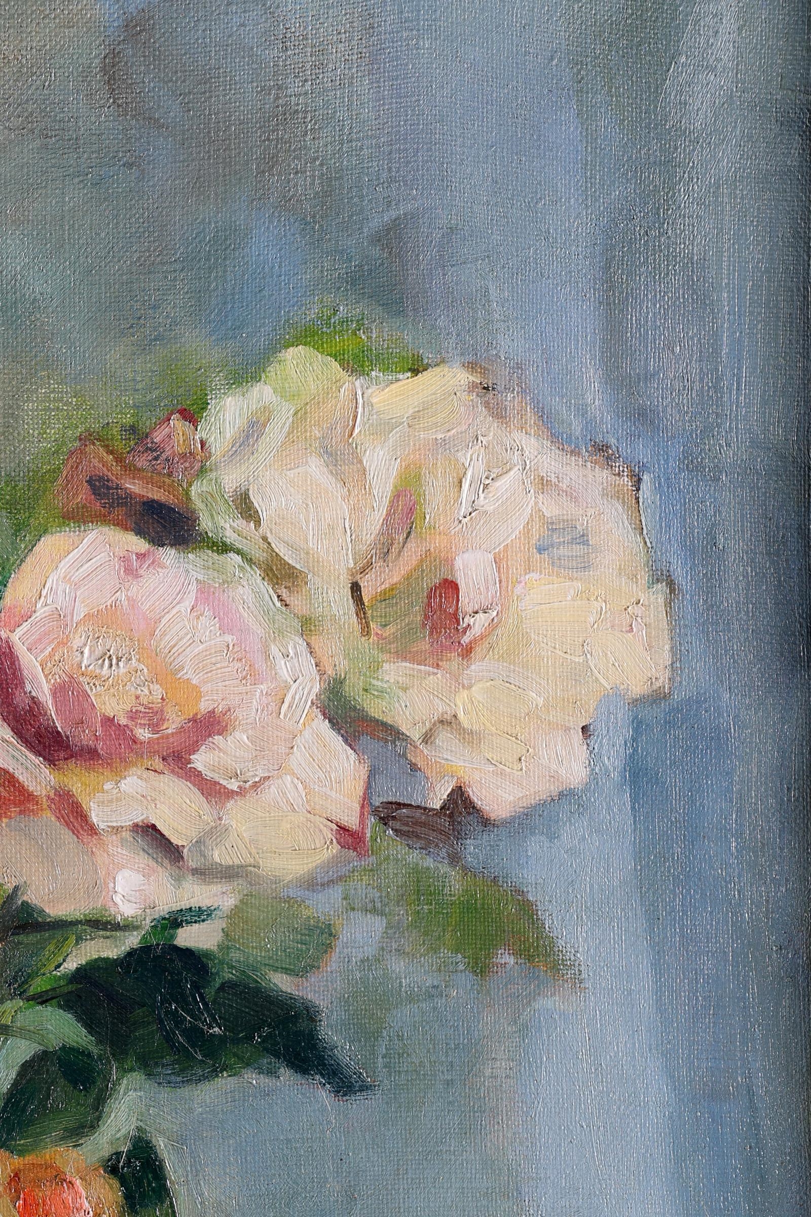 Artwork by Coba Ritsema, Gevarieerd bloemstilleven, Made of olieverf op doek