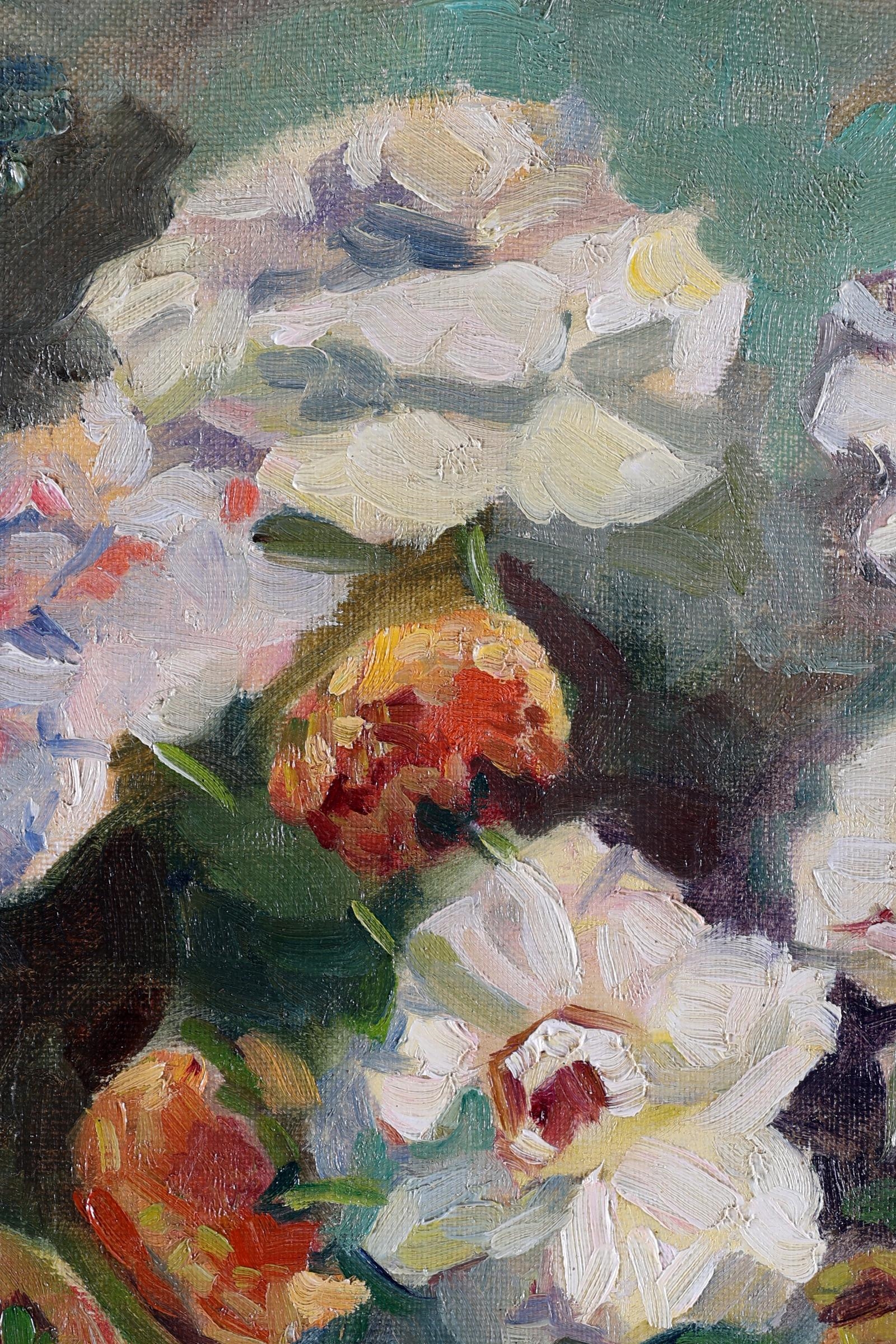 Artwork by Coba Ritsema, Gevarieerd bloemstilleven, Made of olieverf op doek