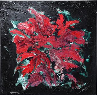 Bloemstilleven met rode bloemen - Maurice Grothausen