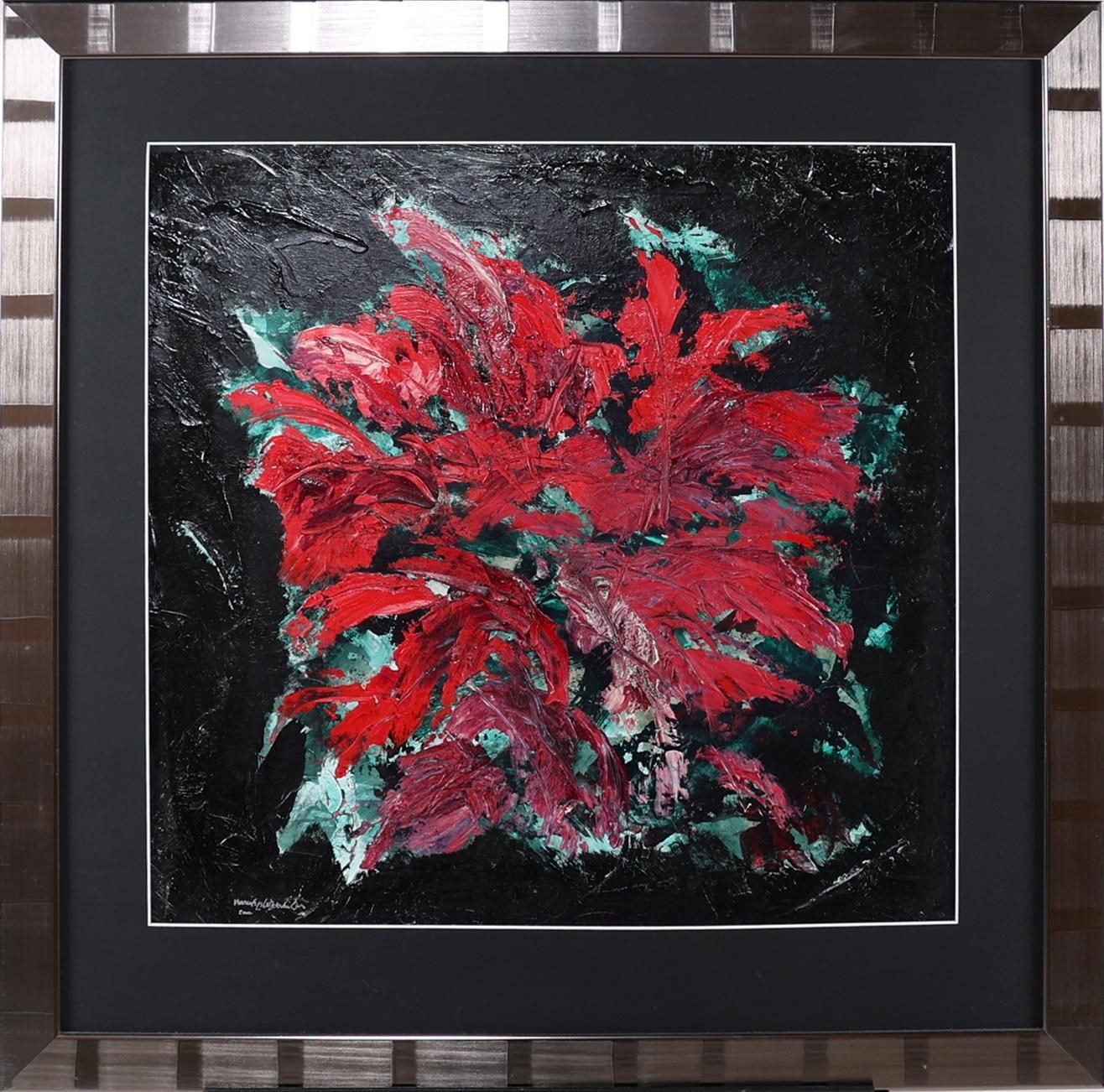 Artwork by Maurice Grothausen, Bloemstilleven met rode bloemen, Made of olieverf op board