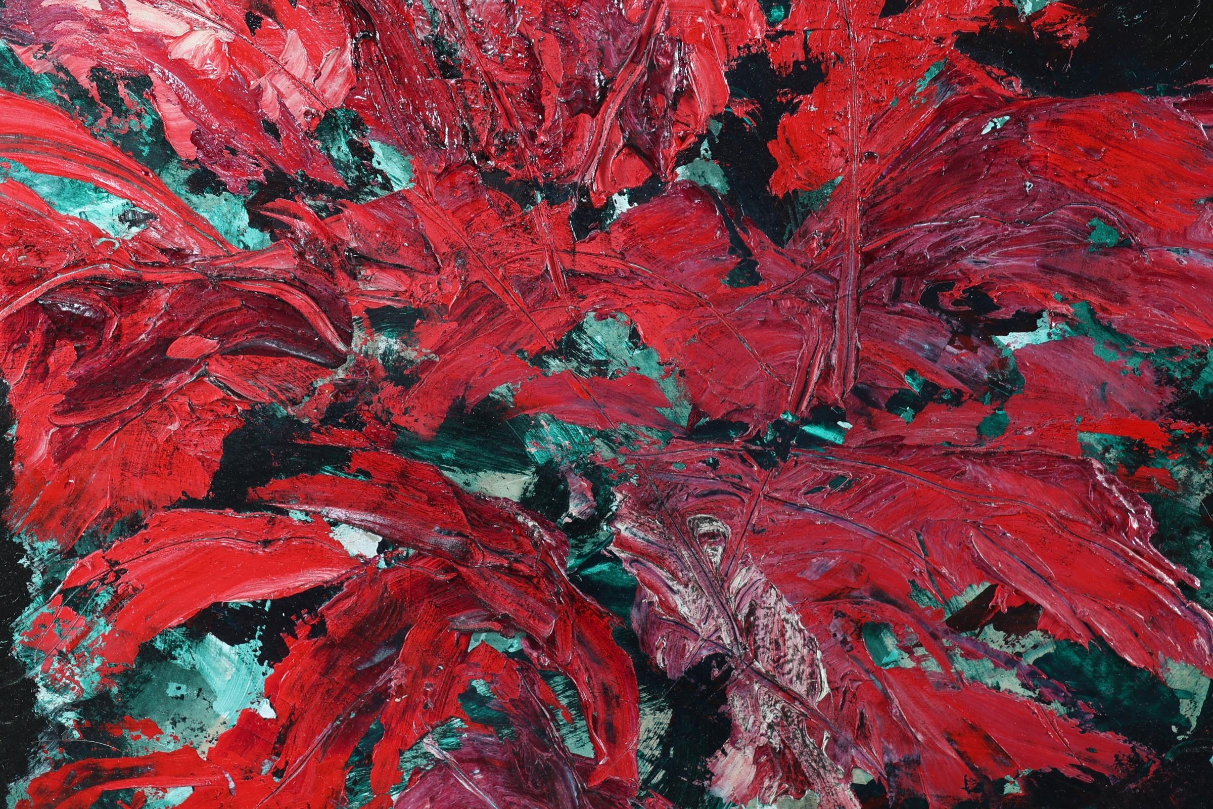 Artwork by Maurice Grothausen, Bloemstilleven met rode bloemen, Made of olieverf op board