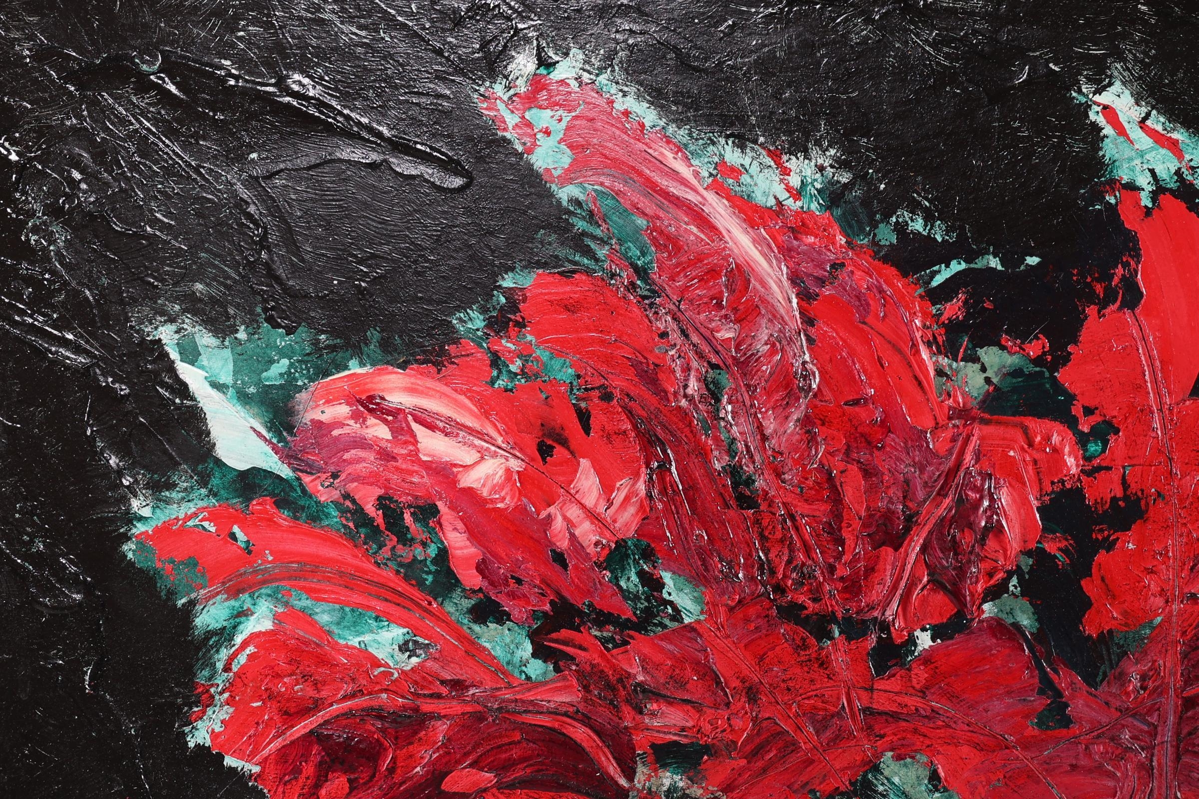 Artwork by Maurice Grothausen, Bloemstilleven met rode bloemen, Made of olieverf op board