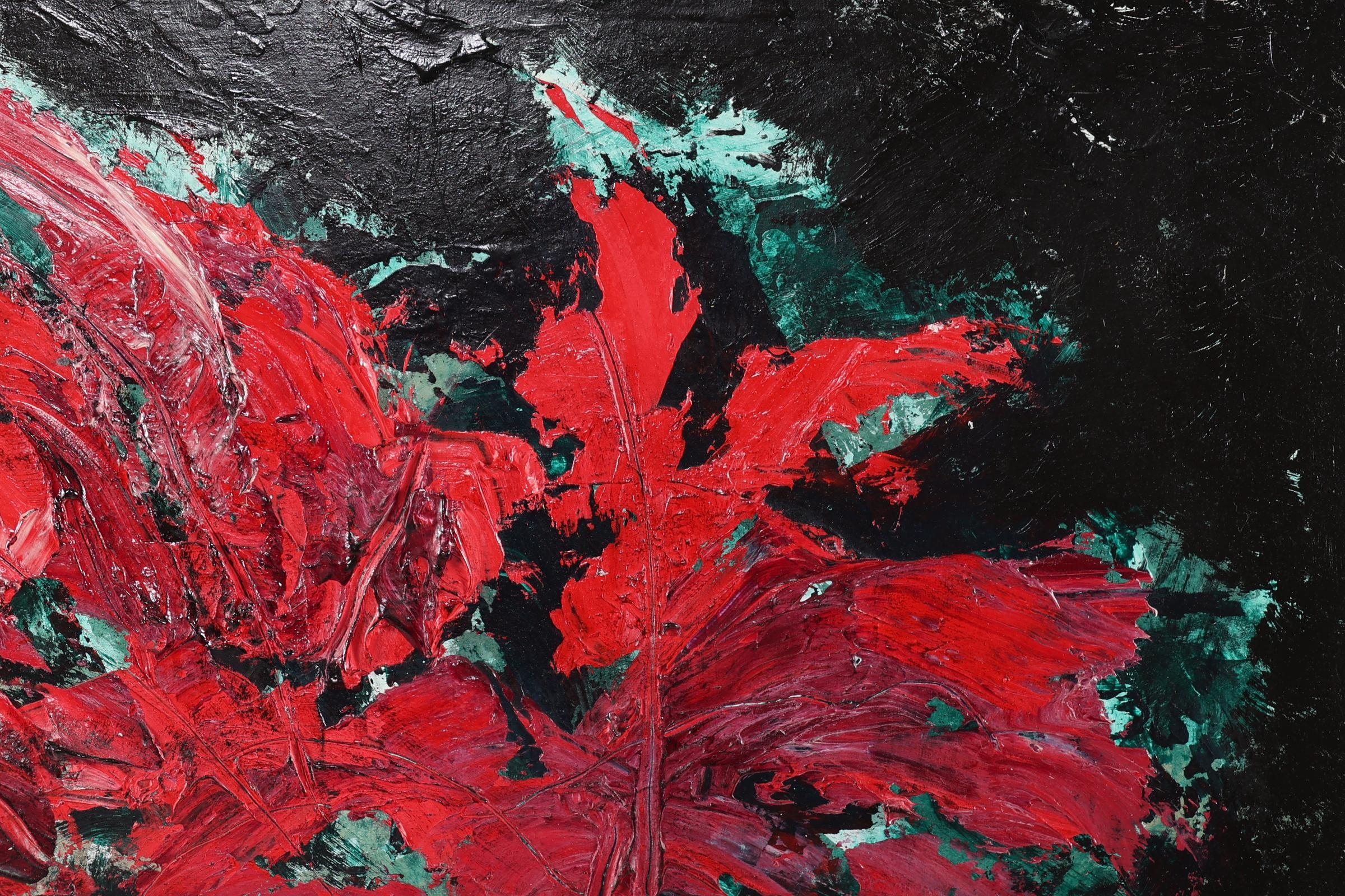 Artwork by Maurice Grothausen, Bloemstilleven met rode bloemen, Made of olieverf op board