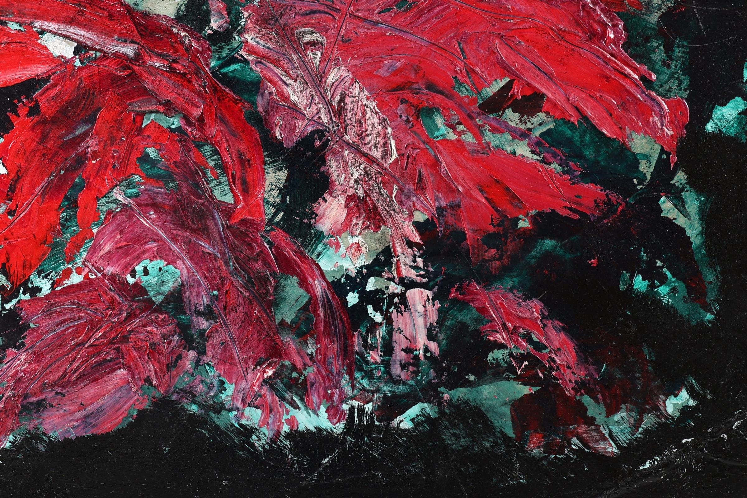 Artwork by Maurice Grothausen, Bloemstilleven met rode bloemen, Made of olieverf op board