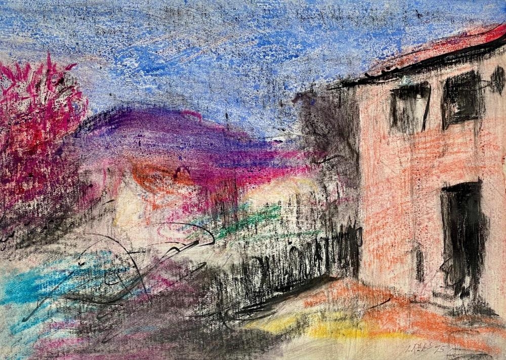 Artwork by Lloyd Rees, Evening at Christ College Hobart, Made of Pastel And Watercolour On Paper