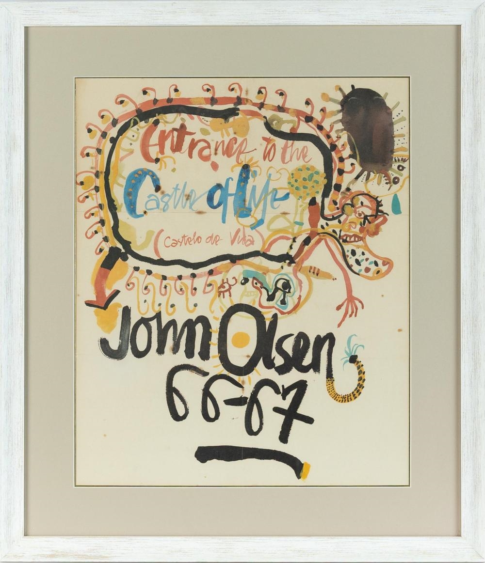 Artwork by John Olsen, Entrance to the castle of life (Castelo de Vida, Made of Coloured Lithograph - Original Exhibition Poster