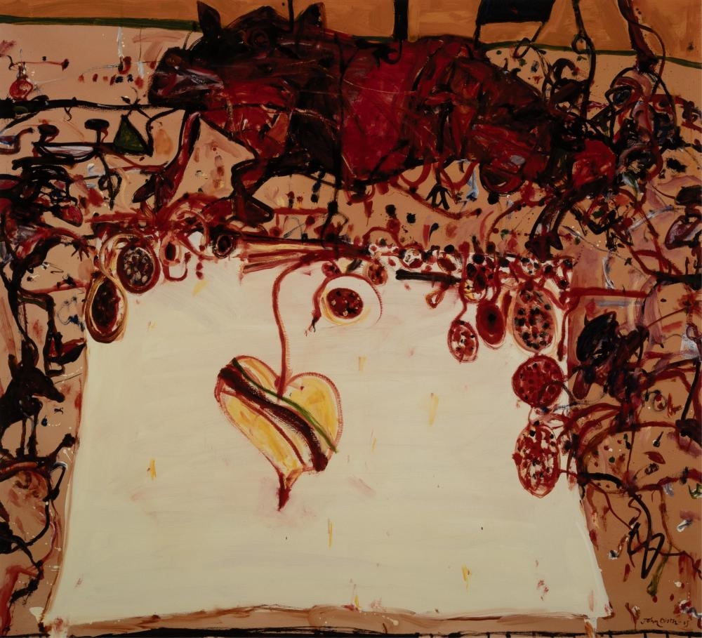 Artwork by John Olsen, La Fiesta for making sausages, Majorca, Made of Archival Pigment Print