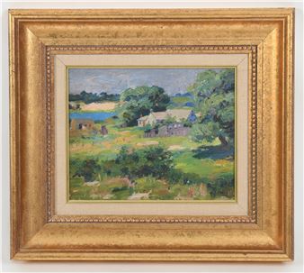 A Spring landscape with central farm - May Austin Claus