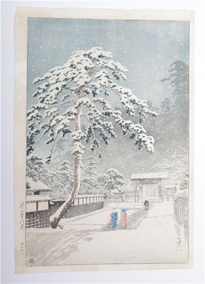 Woodblock of Honmonji Temple by Hasui Kawase, 1931