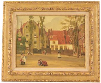 Children playing in a square - Henriette Susanne Cornelia Vries