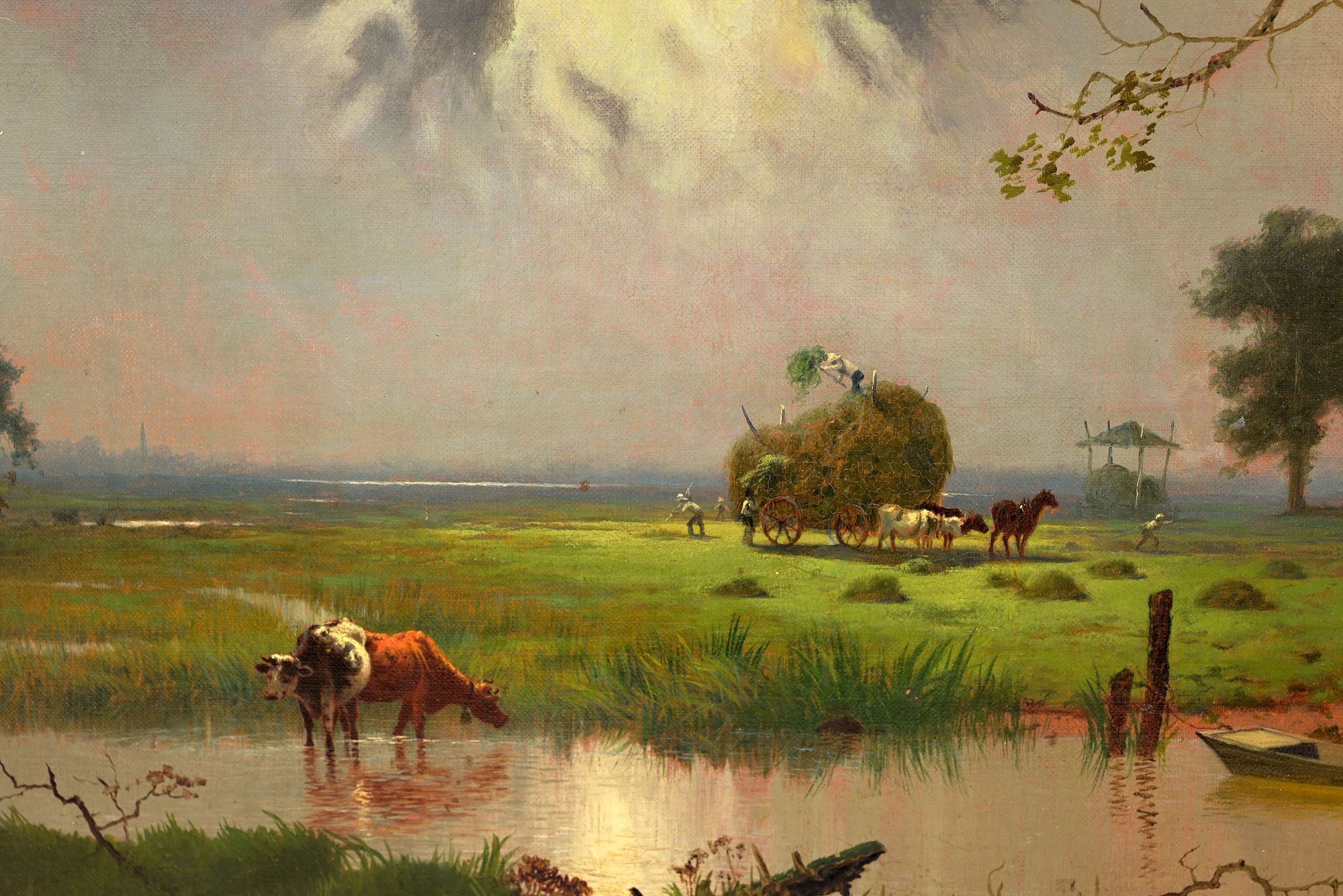 Artwork by Henry Wolcott Boss, Landscape with Cows, Made of Oil On Canvas