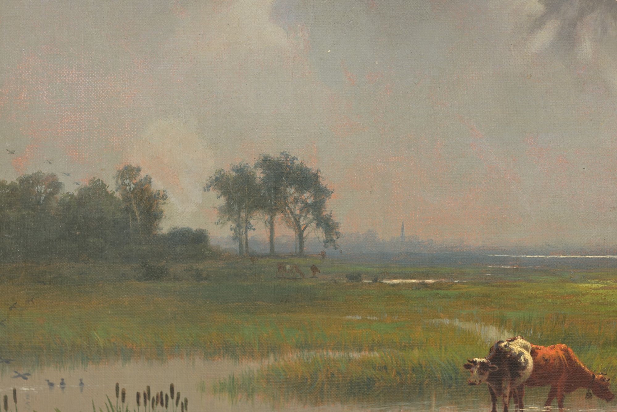 Artwork by Henry Wolcott Boss, Landscape with Cows, Made of Oil On Canvas