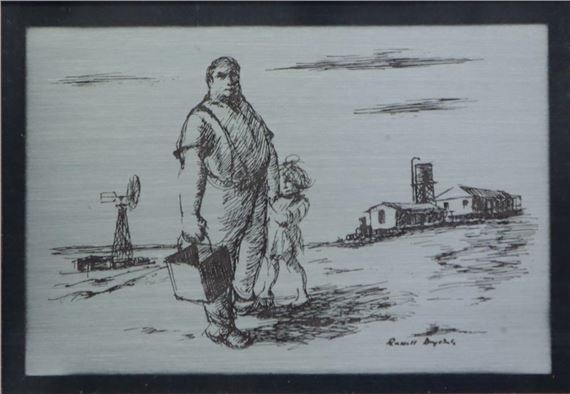 CARETAKER AND HIS DAUGHTER, WHIPPLE CREEK BORE - Russell Drysdale