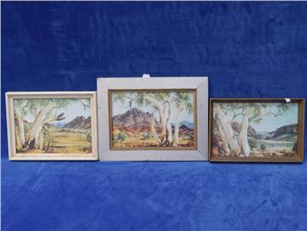 SET OF THREE SMALL FRAMED ALBERT NAMATJIRA HERMANNSBURG PRINTS - Albert Namatjira